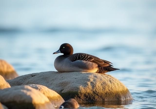 Edderfugl i vandkanten